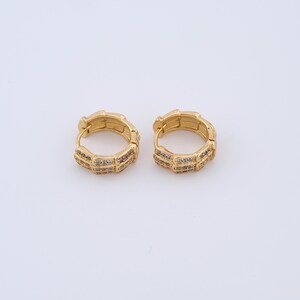 1 pair Round Gold Hoop Earrings,18K Gold Filled Huggie Hoop Earrings,Zircon Hoop Earrings,Hypoallergenic Huggie Hoop,Gift for Her