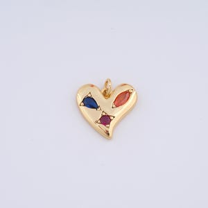 Gold Heart Charms,18K Gold Filled Heart Pendant,DIY Jewelry Accessories