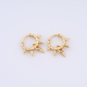 1 pair Spikes Gold Hoop Earrings,18K Gold Filled Huggie Hoop Earrings,Zircon Hoop Earrings,Hypoallergenic Huggie Hoop,Gift for Her