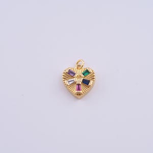 Gold Heart Charms,18K Gold Filled Heart Pendant,DIY Jewelry Accessories
