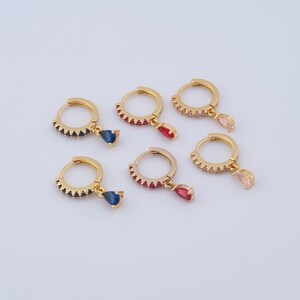 1 pair Round Gold Hoop Earrings,18K Gold Filled Waterdrop Hoop Earrings,Zircon Hoop Earrings,Hypoallergenic Huggie Hoop,Gift for Her
