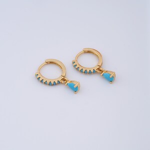 1 pair Round Gold Hoop Earrings,18K Gold Filled Waterdrop Hoop Earrings,Zircon Hoop Earrings,Hypoallergenic Huggie Hoop,Gift for Her