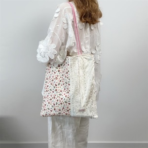 Patchwork Style Liberty Fabric Tote Bag –Cotton Tana with Faux Leather Handles -Roomy and Lightweight Bag- Handmade for her