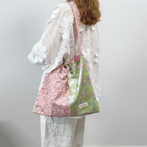 Patchwork Style Liberty Fabric Tote Bag –Cotton Tana with Matched Fabric Handles -Large-Capacity Shoulder Bag- Handmade besty butterfly