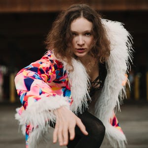 US | LED Jacket | Reversible | Bespoke | Burning Man Ravewear | 1500+ LEDs | App-Controlled | Rainproof & Washable | Faux Fur Festival Coat