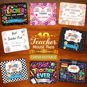 Personalized Teacher Mouse Pad Canva Template, Editable Mousepad Design, Teacher mouse mat png, Custom Desk Mat sublimation, mouse pad png