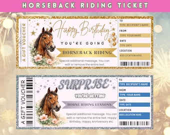Horse Riding Surprise Ticket: Horse Lovers Gift (Instant Download), Horse Riding Lessons Gift Voucher, Horseback Riding Gift Certificate
