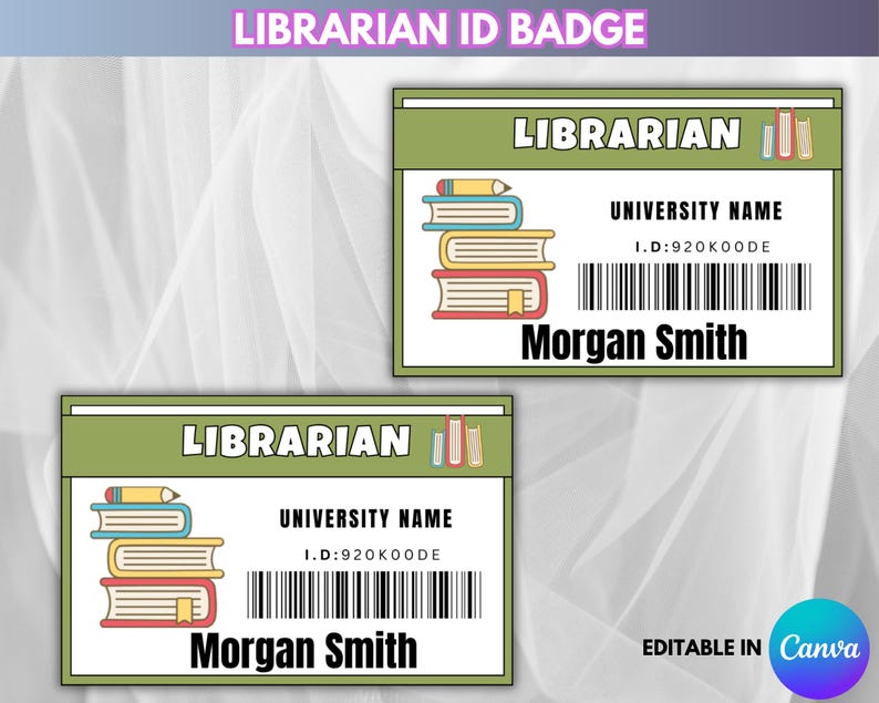 Customizable Librarian Id Badge Template | Teacher & School Staff Id ...