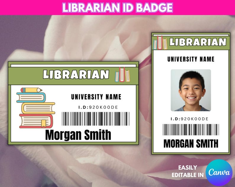 Customizable Librarian Id Badge Template | Teacher & School Staff Id ...