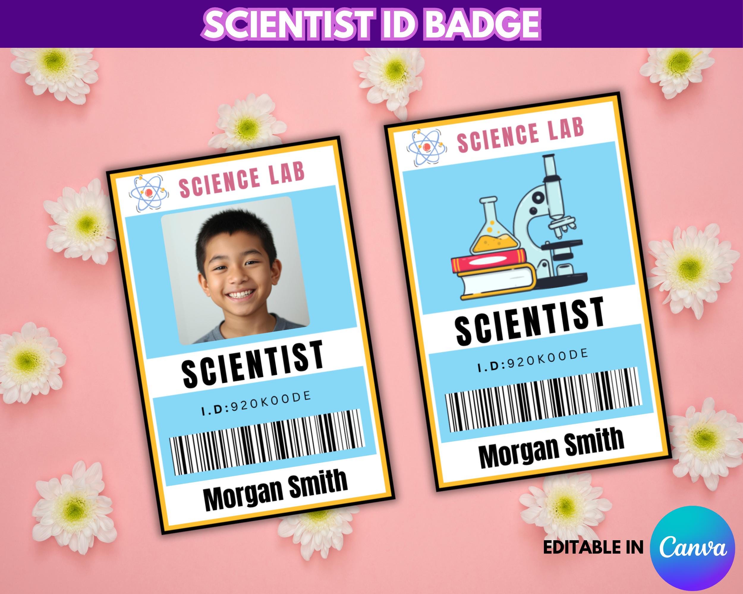 Editable Scientist ID Badge Template, Science Lab Pretend Play ...