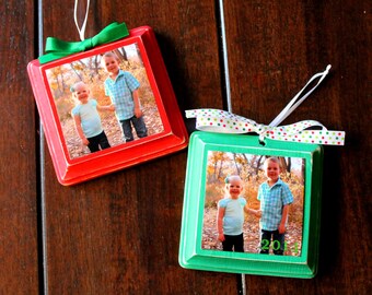 Photo Block Ornament Use Your Own Photo Square Rectangle Circle Heart Brackets Plaque Christmas Ornament Photo Ornament Wooden Ornament