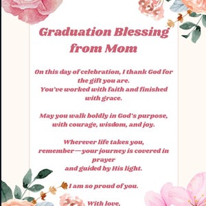 Graduation Blessing from Mom – Printable Christian Poem