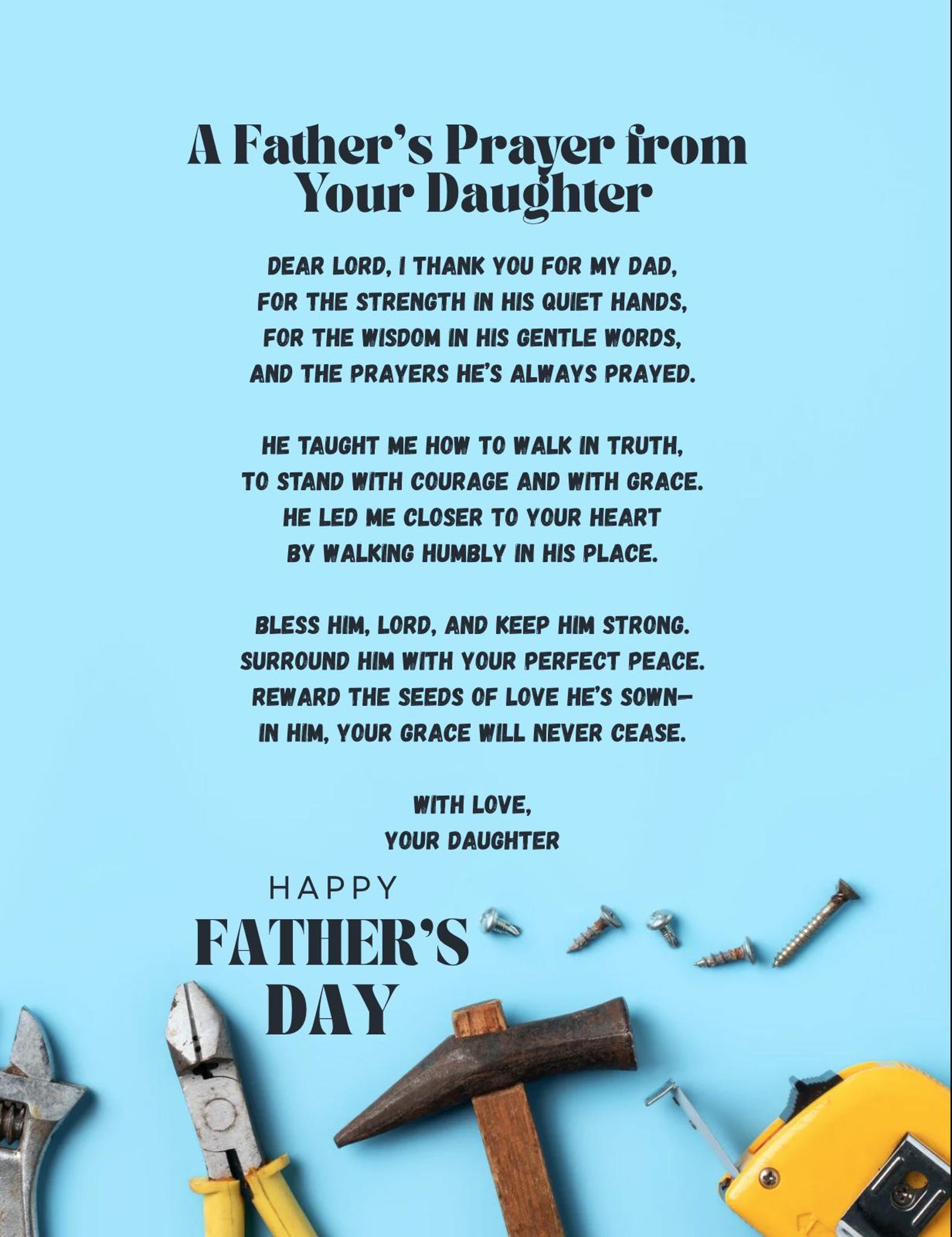 Father's Day Prayer Gift: Christian Poem Printable Art (PDF Download - Etsy