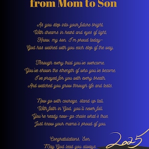 Bênção de Formatura de Mãe para Filho | Poema Cristão para Imprimir | Presente para a Turma de 2025 | Download Digital Baseado na Fé