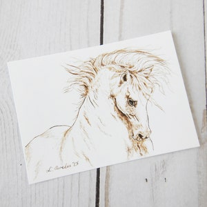 Andalusian Horse Art Print: Pen and Ink ACEO Miniature (2.5x3.5)