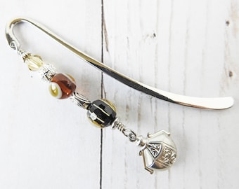 Lantern Bookmark: Beaded Metal Bookmark, Literary Gift