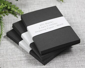 ATC Blanks ACEO Blanks Black Drawing Paper Artist Trading Card Supplies ACEO Supplies Altered Art Mixed Media Scrapbooking 30 count