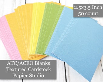 ATC Blanks, ACEO Blanks, Textured Cardstock, Artist Trading Card Supplies, ACEO Supplies, 50 count