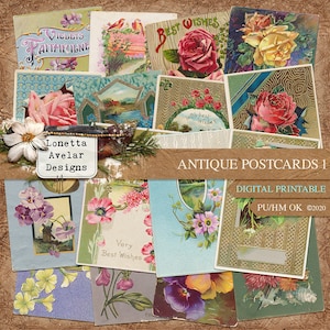 Cartes Postales Anciennes Junk Journal Kit Imprimable