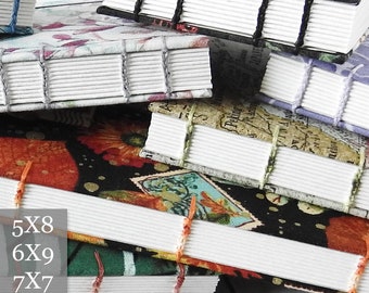 Custom Fabric Cover Sketchbook: Coptic Stitch Watercolor Journal