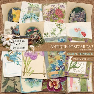 Cartes Postales Anciennes Junk Journal Kit Imprimable
