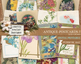 Antique Postcards Junk Journal Printable Kit