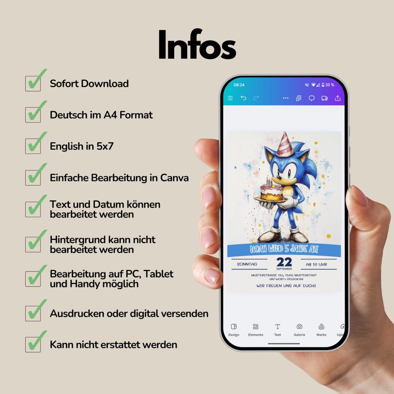 May include: A digital birthday invitation featuring a blue cartoon character holding a cake. The invitation is for a 5 year old birthday party and includes the text "NGAIL WIED 5 JAKE AT 22".