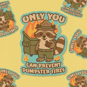 Sticker - Only You Can Prevent Dumpster Fires Raccoon, Sarcastic Vinyl Laptop Decal