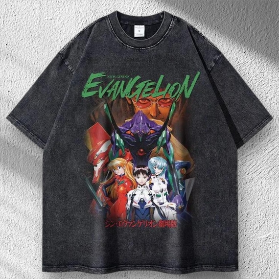 Evangelion T-shirt Vintage EVA Oversized Acid Washed Anime T-shirt