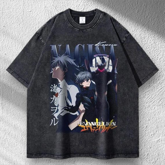 Evangelion T-shirt Vintage EVA Oversized Acid Washed Anime T-shirt