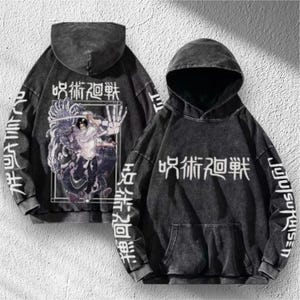 Sweat à capuche Satoru Gojo Jujutsu Kaisen – Pull anime avec Megumi Fushiguro, Yuji Itadori et Sukuna | Coupe ample pour les amateurs d'anime streetwear an 2000