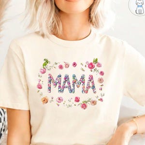 Camiseta "MAMA Stone Floral Garden" para mamás, inspirada en la naturaleza botánica, un bonito regalo para el Día de la Madre para amantes de la jardinería y las flores.