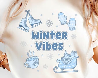 Winter Vibes Png,Sublimation Design,Cozy Season ,Snowflake T-Shirt,Sweatshirt, Instant Download ,Retro Winter .