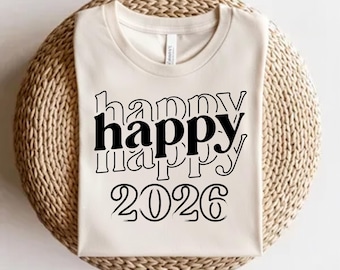 Frohes neues Jahr 2026 SVG, PNG, Urlaub Shirt Design (digitaler Download)