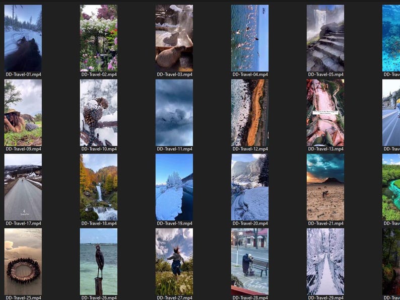 Puede incluir: Una colecci&oacute;n de 29 videoclips cortos que muestran varios destinos de viaje. Los clips presentan paisajes pintorescos, cascadas, monta&ntilde;as cubiertas de nieve y una variedad de maravillas naturales.