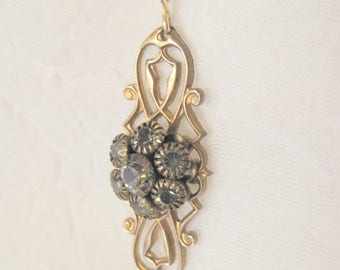 Victorian Style Pendant with Vintage 90s Crystal Accent Center Cluster