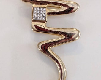 PARKLANE Vintage Zigzag Lightening Gold Tone Modernist Brooch Pin