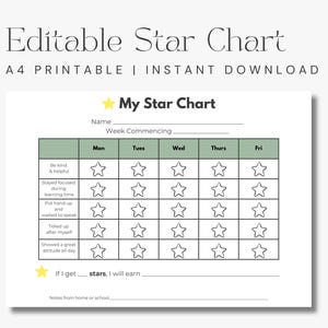 Carte du ciel modifiable pour enfants | Tableau de récompense comportemental imprimable | Téléchargement instantané au format A4 pour les enseignants, les parents ou pour l'assistance SEN