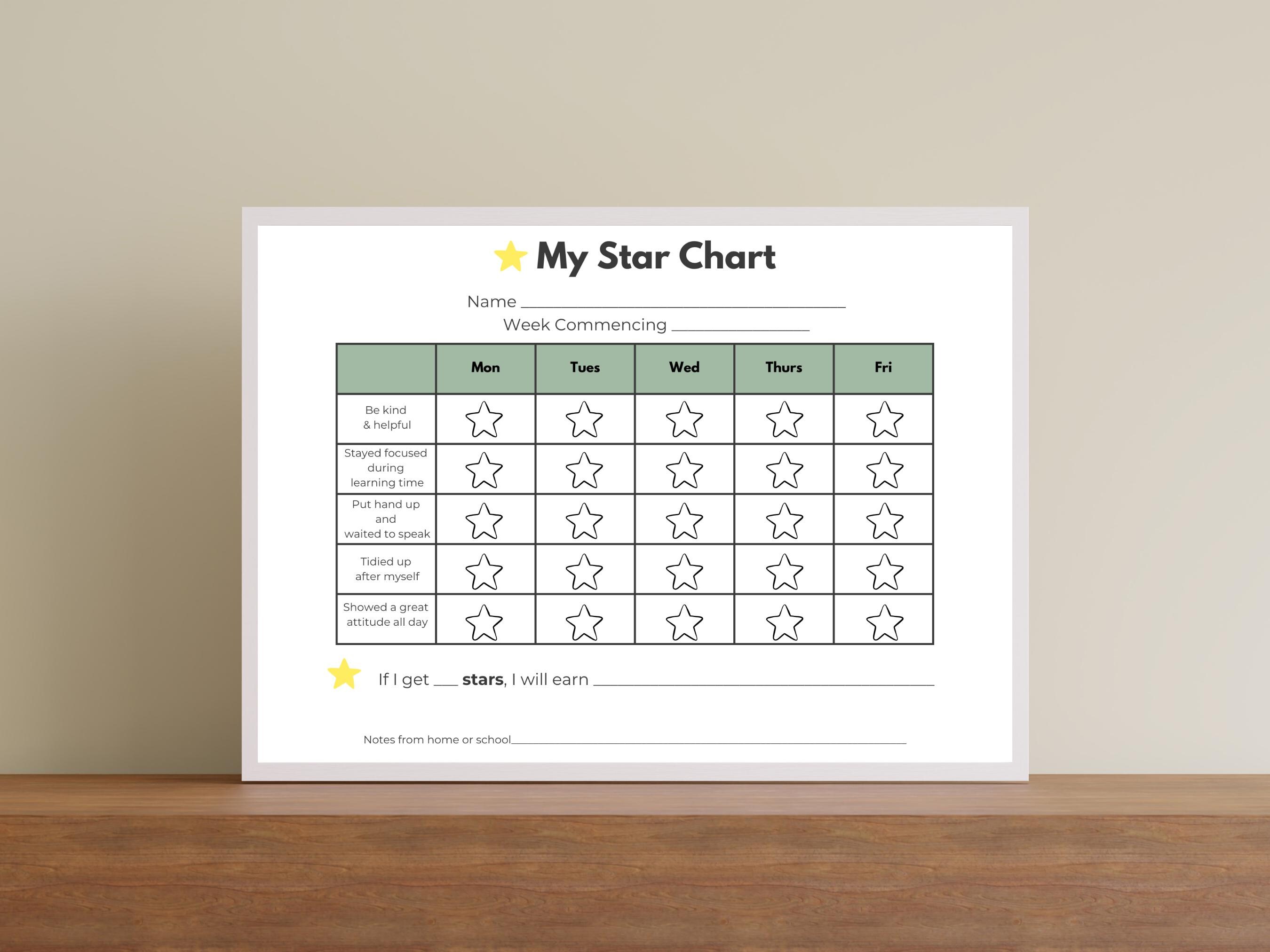 Editable Star Reward Chart for Kids: A4 Printable (digital Download) - Etsy