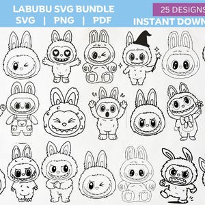 20 Labubu Svg Bundle, Labubu Png, Labubu svg, Labubu Clipart, Labubu Cricut, T Shirt Svg, Happy Labubu Svg, Instant Download, Silhouette