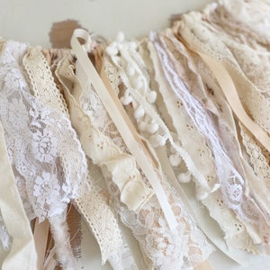 Ribbon, fabric, lace, tassel garland image 2