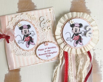 Minnie Maus Grußkarte im Vintage Stil