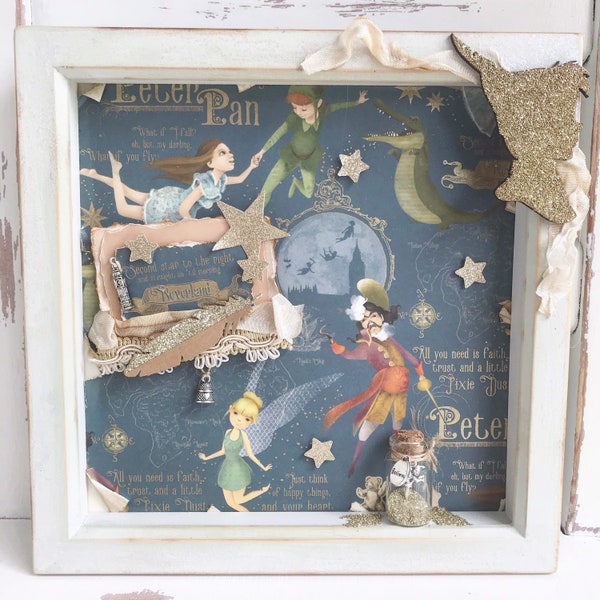 Peter Pan, fée clochette, cadre de diorama Adventures in Neverland ~ réalisé sur commande