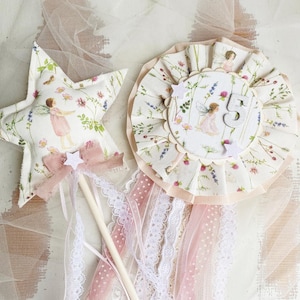 Garden flower fairy birthday rosette badge