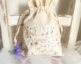 Pink garden fairy gift bag