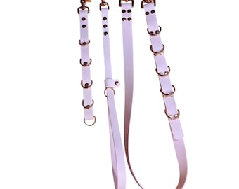 Waterproof Dog Grooming Noose Set: Extender, Belly Strap, Rose Gold Hardware