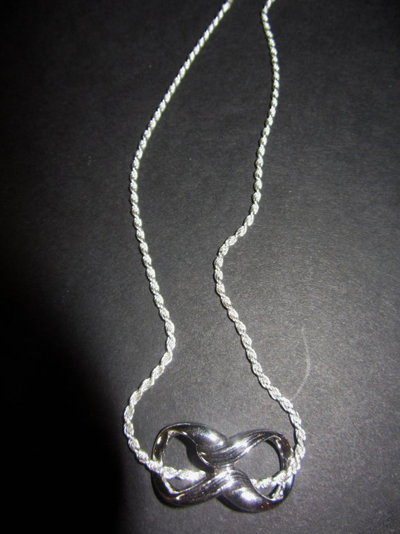 Solid Sterling Silver Rope Necklace Marked 9.25 I… - image 3