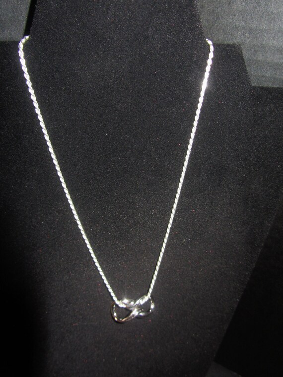 Solid Sterling Silver Rope Necklace Marked 9.25 I… - image 1