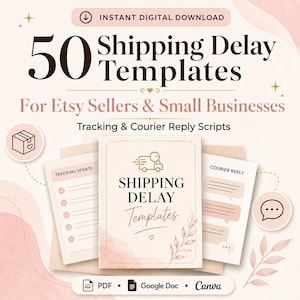 Modèles Etsy de délai d'expédition du vendeur, scripts de réponse de suivi (téléchargement numérique)