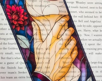Dark Romance Stained Glass Style Bookmark: Book Lover Gift